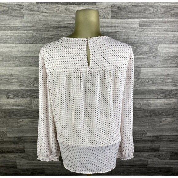 LOFT Round Neck Keyhole Back Pink Floral Pullover Blouse Top Womens Size Medium - Picture 6 of 9